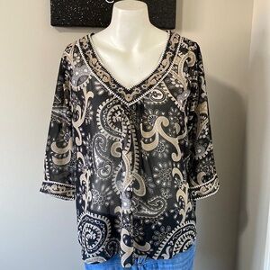 GRETCHEN SCOTT THE WISP PAISLEY PARADISE BLACK SIZE SMALL Sz M